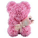 Ursulet din Flori, Flippy, Ursulet din Trandafiri de spuma, Ursuletul 16 x 16 x 23 cm / Cutia Trasparenta 17 x 17 x 25