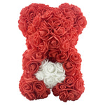 Ursulet din Flori, Flippy, Ursulet din Trandafiri de spuma, Ursuletul 17 x 17 x 23 cm / Cutia Trasparenta 19 x 19 x 28