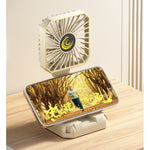 Ventilator Portabil, Flippy, de Gat, de Birou, Suport Telefon, 14 x 7 cm, Incarcare USB, din ABS, 3 Viteze, Bej