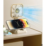 Ventilator Portabil, Flippy, de Gat, de Birou, Suport Telefon, 14 x 7 cm, Incarcare USB, din ABS, 3 Viteze, Bej