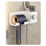 Suport de Baie, Flippy, pentru Uscator de Par, cu Organizator Dublu, din Plastic, Aplicare cu Suport Adeziv, 23 x 8.8 x