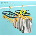 Uscator de Rufe Suspendat Flippy, cu 12 Carlige, Rotire 360 Grade, Protectie Vant, Mateiral Plastic, Usor de Depozitat,