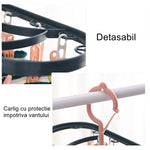 Uscator de Rufe Suspendat Flippy, cu 12 Carlige, Rotire 360 Grade, Protectie Vant, Mateiral Plastic, Usor de Depozitat,