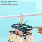 Uscator de Rufe Suspendat Flippy, cu 12 Carlige, Rotire 360 Grade, Protectie Vant, Mateiral Plastic, Usor de Depozitat,