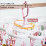 Uscator de Rufe Suspendat Flippy, cu 16 Carlige, Rotire 360 Grade, Mateiral Plastic, Usor de Depozitat,