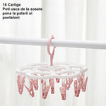 Uscator de Rufe Suspendat Flippy, cu 16 Carlige, Rotire 360 Grade, Mateiral Plastic, Usor de Depozitat,