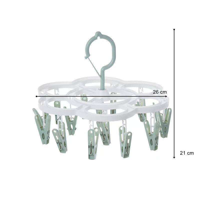 Uscator de Rufe Suspendat Flippy, cu 16 Carlige, Rotire 360 Grade, Mateiral Plastic, Usor de Depozitat,