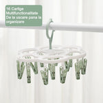 Uscator de Rufe Suspendat Flippy, cu 16 Carlige, Rotire 360 Grade, Mateiral Plastic, Usor de Depozitat,