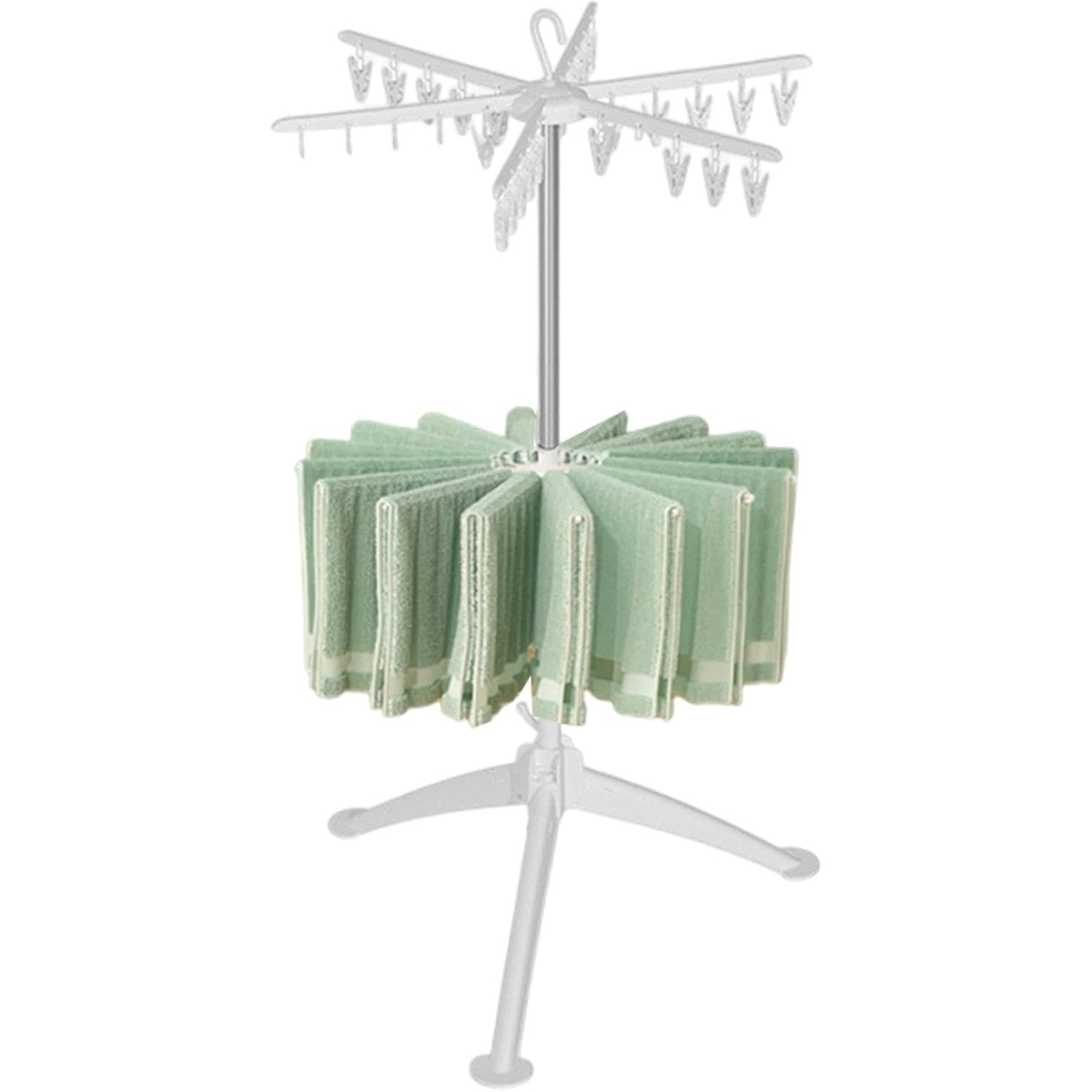 Uscator de Rufe Vertical, Flippy, 2 Niveluri, Pliabil, din ABS+PP+Otel Inoxidabil, Rotire 360 Grade, 130 x 75 cm, Alb