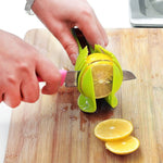 Ustenisla de bucatarie tip cleste pentru feliat fructe si legume Flippy, material ABS, 8 x 18.5 cm, verde