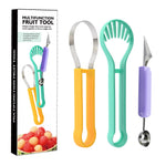 Ustensila bucatarie 4 in 1 pentru taiat si decorat fructe Flippy, material inox si plastic, compact, 28x6.2 cm,