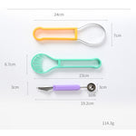 Ustensila bucatarie 4 in 1 pentru taiat si decorat fructe Flippy, material inox si plastic, compact, 28x6.2 cm,