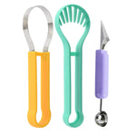 Ustensila bucatarie 4 in 1 pentru taiat si decorat fructe Flippy, material inox si plastic, compact, 28x6.2 cm,