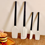 Ustensile de Bucatarie, Flippy, Set din 4 bucati, din Silicon si Lemn, Spatule de Diferite Dimensiuni, Termo