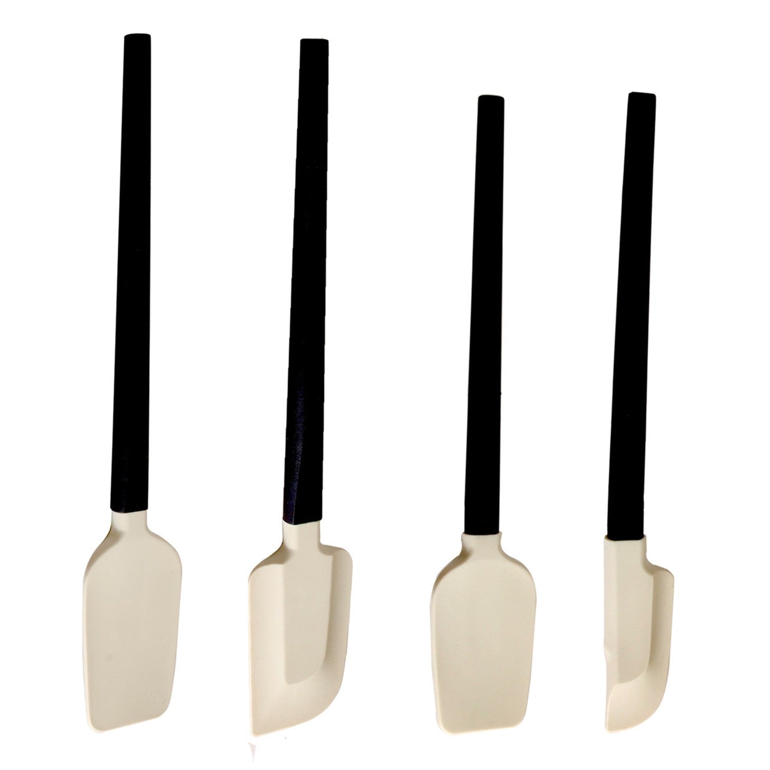 Ustensile de Bucatarie, Flippy, Set din 4 bucati, din Silicon si Lemn, Spatule de Diferite Dimensiuni, Termo