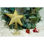 Varf decorativ de brad, Auriu, in forma de Stea, cu design in relief, din Plastic/Metal, 15.5 cm x 20.5 cm,