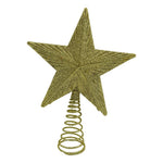 Varf decorativ de brad, Auriu, in forma de Stea, cu design in relief, din Plastic/Metal, 15.5 cm x 20.5 cm,