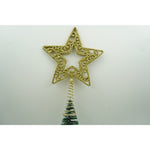 Varf decorativ de brad, Auriu, in forma de Stea, decupata in centru, din Plastic/Metal, 14 cm x 19 cm,