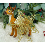 Varf decorativ de brad, Auriu, in forma de Stea, design cu paiete, din Plastic/Metal, 13 cm x 18 cm, diametru 4 cm,