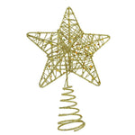 Varf decorativ de brad, Auriu, in forma de Stea, design cu paiete, din Plastic/Metal, 13 cm x 18 cm, diametru 4 cm,
