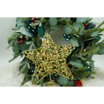 Varf decorativ de brad, Auriu, in forma de Stea, design cu paiete, din Plastic/Metal, 18 cm x 23 cm, Interior/Exterior,