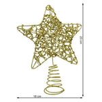 Varf decorativ de brad, Auriu, in forma de Stea, design cu paiete, din Plastic/Metal, 18 cm x 23 cm, Interior/Exterior,