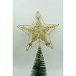 Varf decorativ de brad, Auriu, in forma de Stea, design de braduti, din Plastic/Metal, 24 cm x 27 cm,