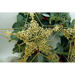 Varf decorativ de brad, Auriu, in forma de Stea, design de braduti, din Plastic/Metal, 24 cm x 27 cm,