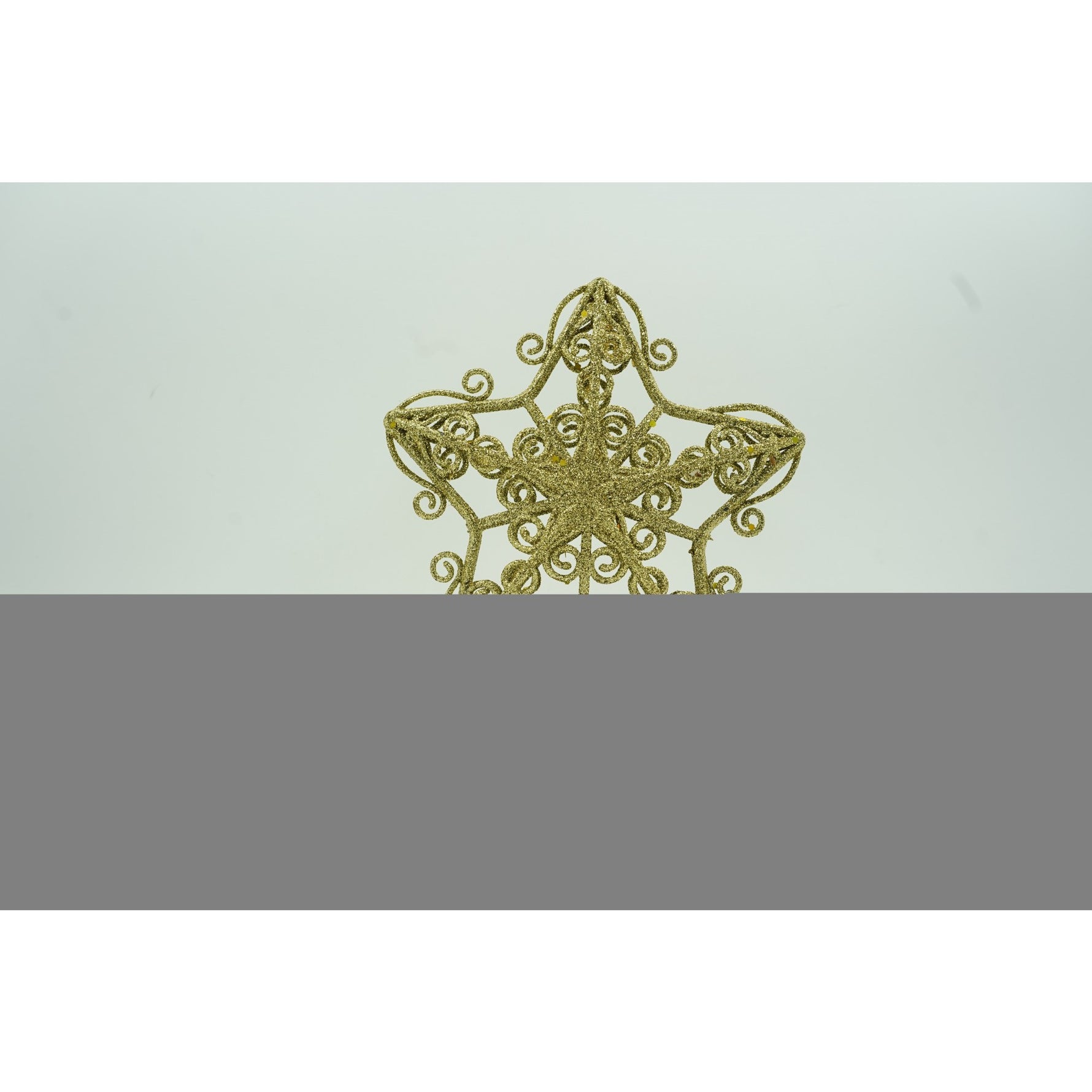 Varf decorativ de brad, Auriu, in forma de Stea, design forjat, din Plastic/Metal, 14.5 cm x 20 cm, Interior/Exterior,