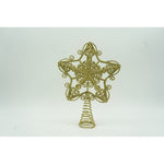 Varf decorativ de brad, Auriu, in forma de Stea, design forjat, din Plastic/Metal, 14.5 cm x 20 cm, Interior/Exterior,