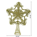 Varf decorativ de brad, Auriu, in forma de Stea, design forjat, din Plastic/Metal, 14.5 cm x 20 cm, Interior/Exterior,