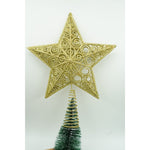 Varf decorativ de brad, Auriu, in forma de Stea, design spiralat, din Plastic/Metal, 29 cm x 38 cm, Interior/Exterior,