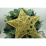 Varf decorativ de brad, Auriu, in forma de Stea, design spiralat, din Plastic/Metal, 29 cm x 38 cm, Interior/Exterior,