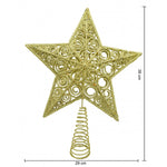 Varf decorativ de brad, Auriu, in forma de Stea, design spiralat, din Plastic/Metal, 29 cm x 38 cm, Interior/Exterior,