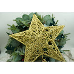 Varf decorativ de brad, Auriu, in forma de Stea, design spiralat, din Plastic/Metal, 29 cm x 38 cm, Interior/Exterior,