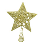 Varf decorativ de brad, Auriu, in forma de Stea, design spiralat, din Plastic/Metal, 29 cm x 38 cm, Interior/Exterior,