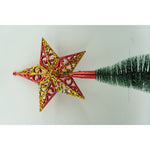 Varf decorativ de brad, Rosu/ Auriu, in forma de Stea, design spiralat, din Plastic, 19 cm x 21 cm, Interior/Exterior,
