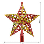 Varf decorativ de brad, Rosu/ Auriu, in forma de Stea, design spiralat, din Plastic, 19 cm x 21 cm, Interior/Exterior,