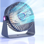 Ventilator 2in1, Flippy, de Masa/de Perete, Incarcare USB, 3.7 V, 4.5 W, 1200 mAh, 17.5 x 17 x 7.6 cm, Albastru Fumuriu