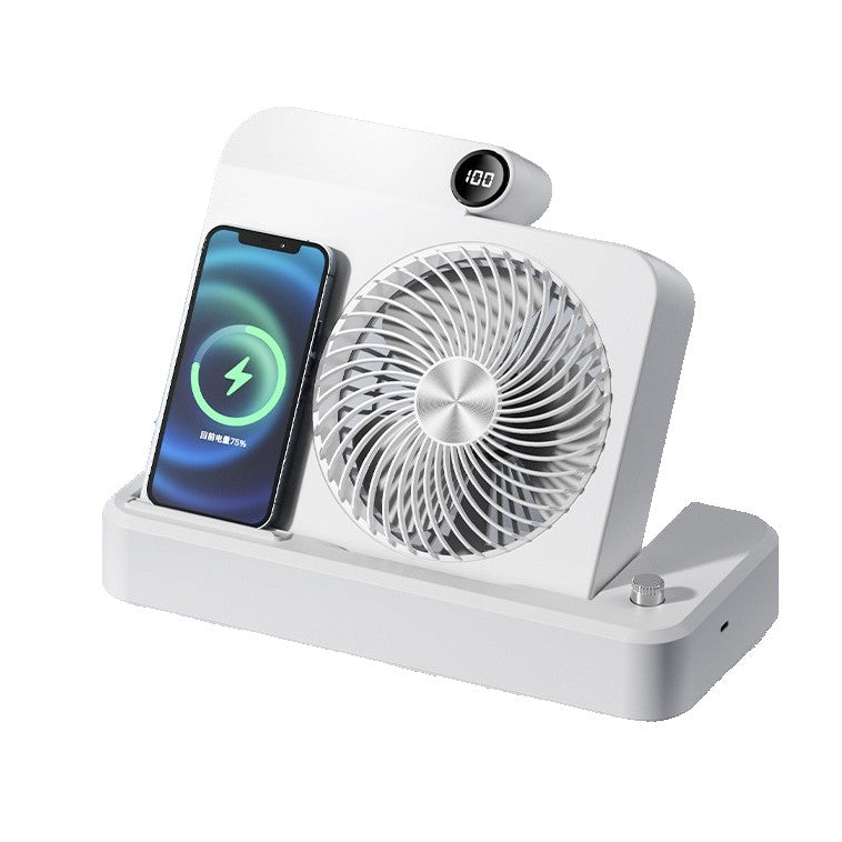 Ventilator 2in1, Flippy, Functie Incarcare Telefon Wireless, 100 Trepte de Viteza, 2400 mAh, 5V, 2A, 25 x 16.5 x 24 cm,