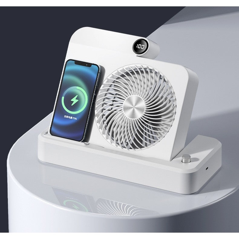 Ventilator 2in1, Flippy, Functie Incarcare Telefon Wireless, 100 Trepte de Viteza, 2400 mAh, 5V, 2A, 25 x 16.5 x 24 cm,