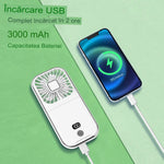 Ventilator Portabil Flippy, 3 in 1, de Mana, de Gat, de Birou, 16.7 x 8 x 1.9 cm, 3 Trepte de Viteza, Incarcare USB,