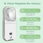 Ventilator Portabil Flippy, 3 in 1, de Mana, de Gat, de Birou, 16.7 x 8 x 1.9 cm, 3 Trepte de Viteza, Incarcare USB,