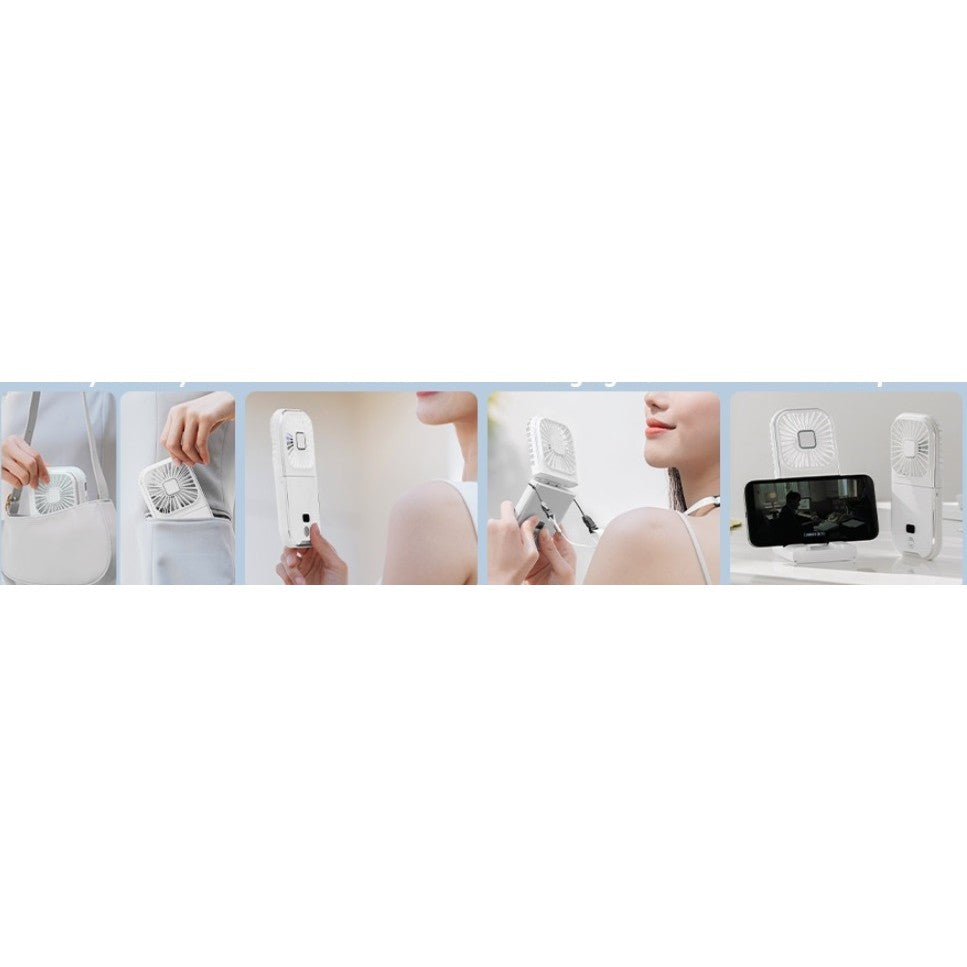 Ventilator Portabil Flippy, 3 in 1, de Mana, de Gat, de Birou, 16.7 x 8 x 1.9 cm, 3 Trepte de Viteza, Incarcare USB,