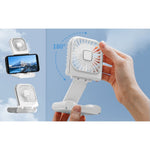 Ventilator Portabil Flippy, 3 in 1, de Mana, de Gat, de Birou, 16.7 x 8 x 1.9 cm, 3 Trepte de Viteza, Incarcare USB,
