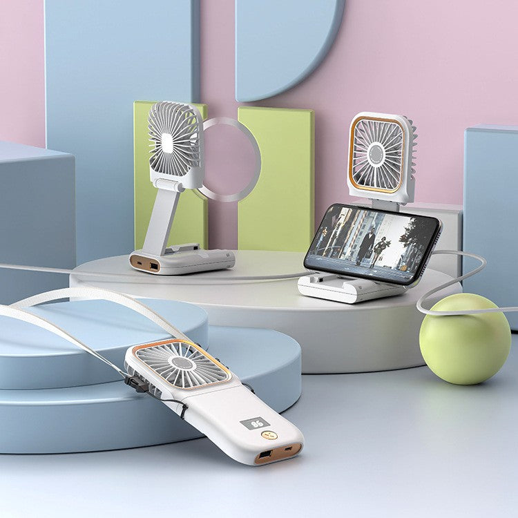 Ventilator Portabil Flippy, 3 in 1, de Mana, de Gat, de Birou, 16.7 x 8 x 1.9 cm, 3 Trepte de Viteza, Incarcare USB,
