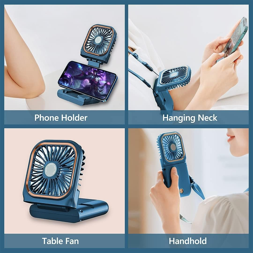 Ventilator Portabil Flippy, 3 in 1, de Mana, de Gat, de Birou, 16.7 x 8 x 1.9 cm, 3 Trepte de Viteza, Incarcare USB,