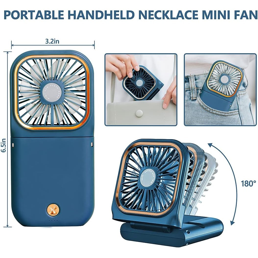 Ventilator Portabil Flippy, 3 in 1, de Mana, de Gat, de Birou, 16.7 x 8 x 1.9 cm, 3 Trepte de Viteza, Incarcare USB,