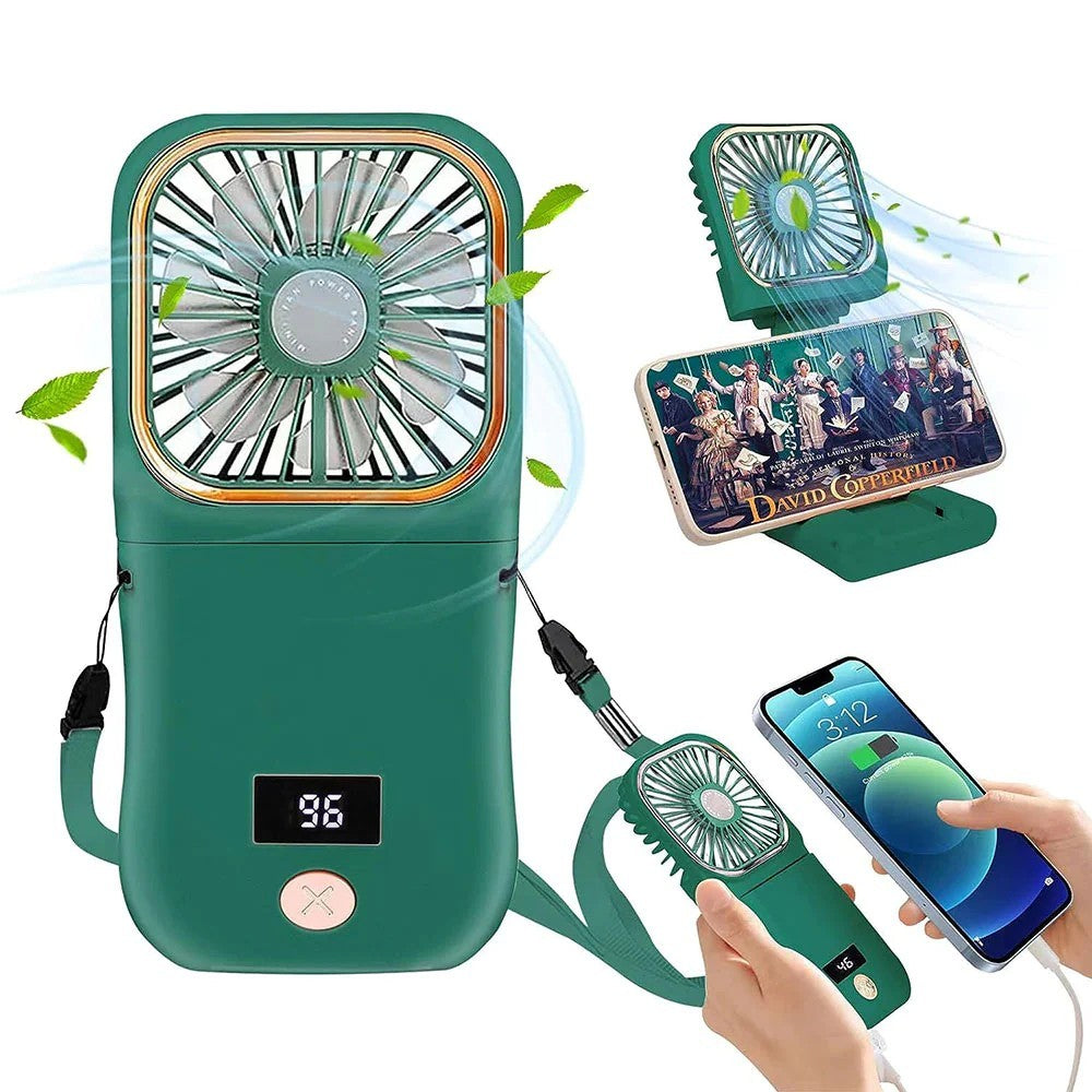 Ventilator Portabil Flippy, 3 in 1, de Mana, de Gat, de Birou, 16.7 x 8 x 1.9 cm, 3 Trepte de Viteza, Incarcare USB,