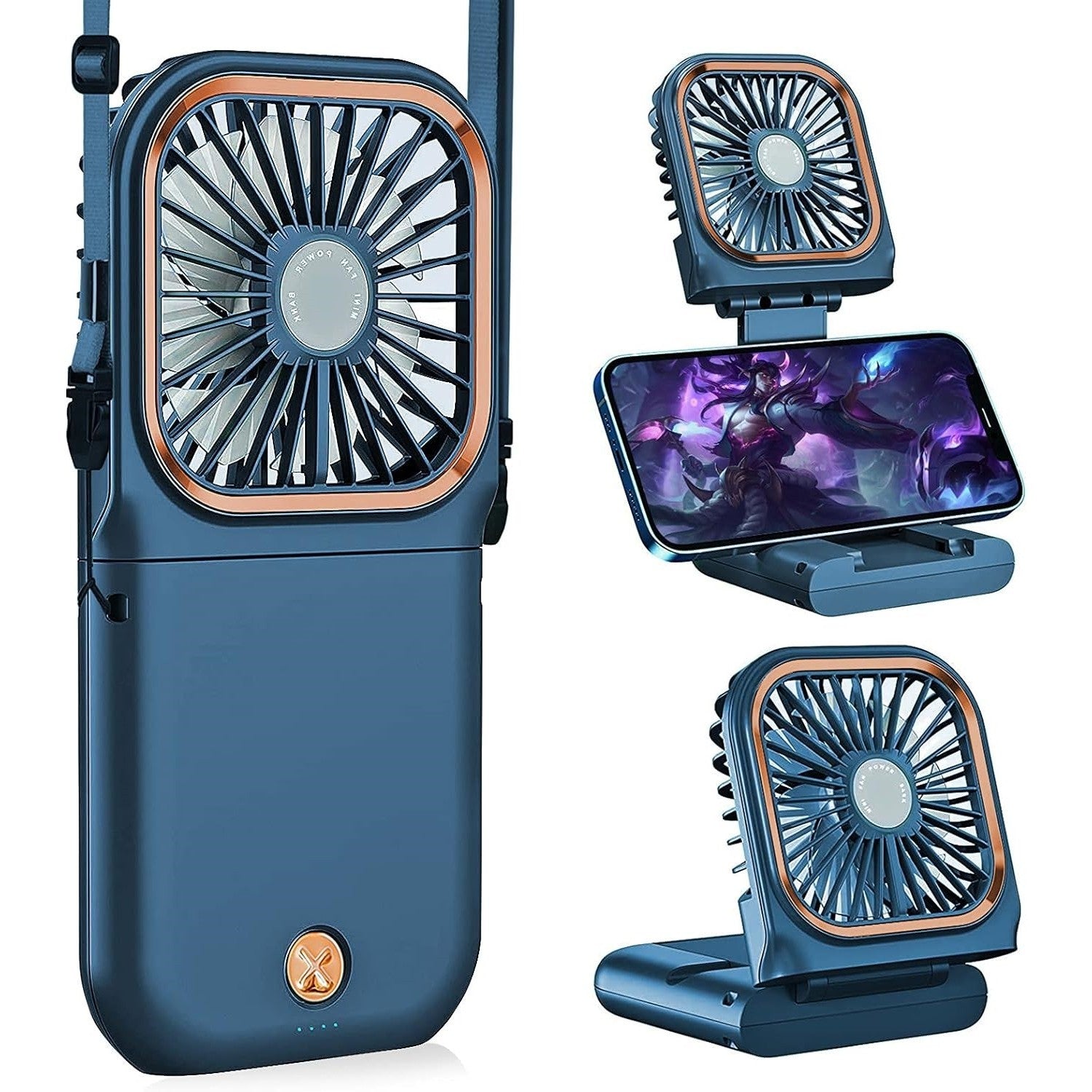 Ventilator Portabil Flippy, 3 in 1, de Mana, de Gat, de Birou, 16.7 x 8 x 1.9 cm, 3 Trepte de Viteza, Incarcare USB,